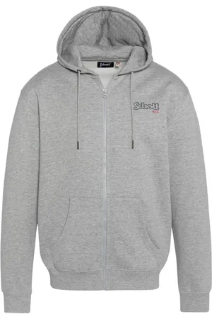Schott NYC Bluzy, Mężczyzna, Szary, S, Bluza z kapturem na zamek - Sam