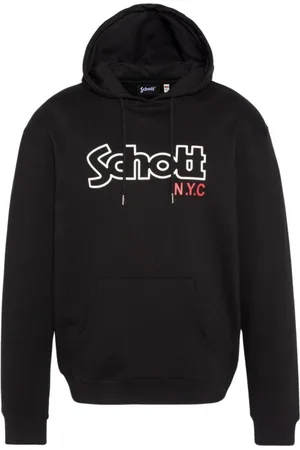 Schott NYC Bluzy, Mężczyzna, Czarny, S, Bawełna, Ikoniczny bluza z kapturem Sidney - Czarny