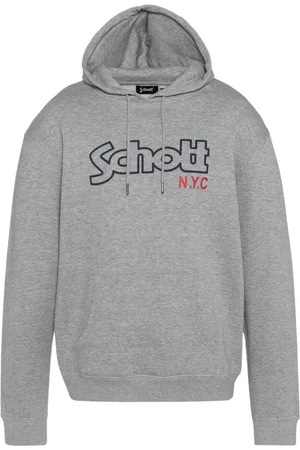 Schott NYC Bluzy, Mężczyzna, Szary, 2XL, Bawełna, Ikoniczny bluza z kapturem Sidney - Szary