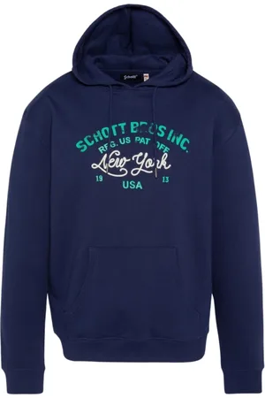 Schott NYC Bluzy, Mężczyzna, Niebieski, XL, Bluza z kapturem Spencer