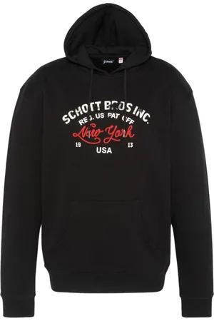 Schott NYC Bluzy, Mężczyzna, Czarny, L, Bawełna, Bluza z kapturem Spencer