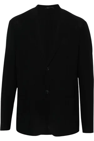 Giorgio Armani Kurtki, Mężczyzna, Niebieski, M, Granatowa Wełniana Kurtka Z Revers