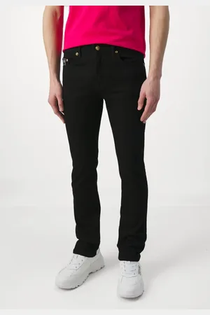 VERSACE Jeansy, Mężczyzna, Czarny, W31, Denim, Czarne Złoto Slim Milano Stretch Jeansy