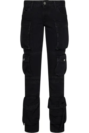 The Attico Jeansy, Kobieta, Czarny, W27, Denim, Czarne Cargo Jeansyy z Haftem Logo