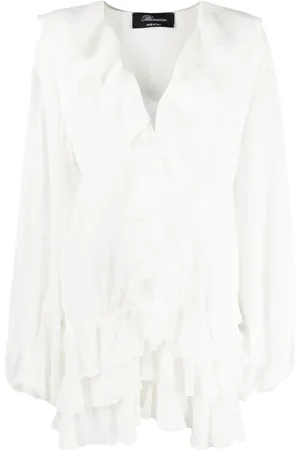 BLUMARINE Sukienki, Kobieta, Biały, S, Sukienka z falbanami