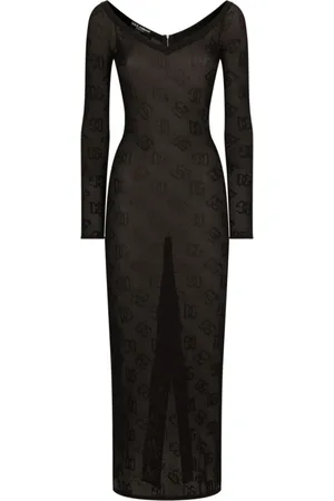 Dolce & Gabbana Sukienki, Kobieta, Czarny, M, Czarna Sukienka z Logo