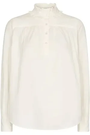 Mos Mosh Bluzki, Kobieta, Beżowy, S, Elegancka LS Blouse w Ecru