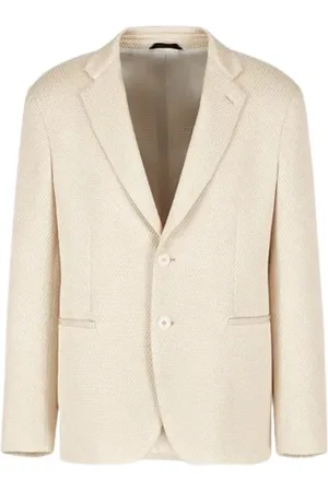 Giorgio Armani Kurtki, Mężczyzna, Beżowy, 2XL, Ivory Jedwabna Kurtka Efekt Sieci