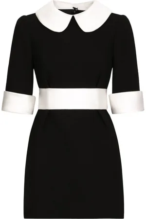 Dolce & Gabbana Sukienki, Kobieta, Czarny, M, Czarna sukienka z wełnianego krepu