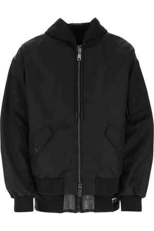 Dolce & Gabbana Kurtki, Mężczyzna, Czarny, S, Nylon, Stylowa Czarna Kurtka Bomberowa z Nylonu