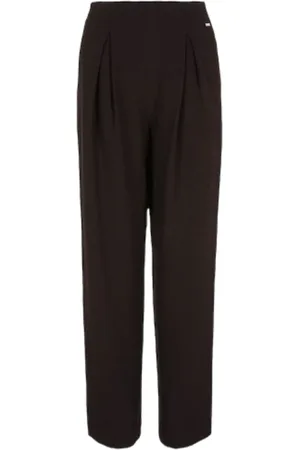 Armani Exchange Spodnie, Kobieta, Czarny, XS, Eleganckie Czarne Spodnie z Mikrowzorem
