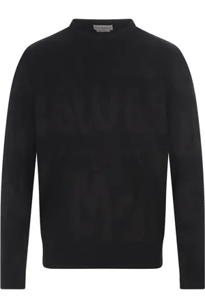 Alexander McQueen Swetry, Mężczyzna, Czarny, S, Czarny Sweter z Graffiti dla Mężczyzn