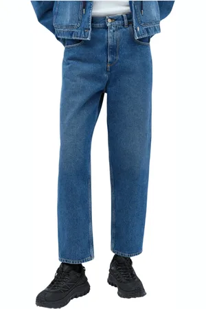Moncler Jeansy, Kobieta, Niebieski, M, Denim, Klasyczne Cropped Jeansy