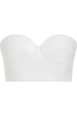 Alaïa Koszulki, Kobieta, Biały, S, Biała Skórzana Top Serca