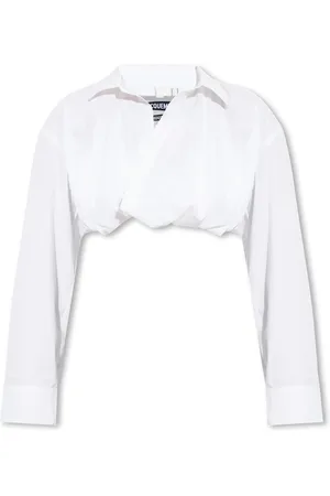 Jacquemus Bluzki, Kobieta, Biały, M, Bawełna, Koszula Bahia Courte