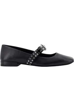 VERSACE Buty, Kobieta, Czarny, 38 1/2 EU, Czarne Baletki z Ikonicznym Detalem Meduzy
