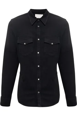 Alexander McQueen Koszule, Mężczyzna, Czarny, L, Jeansyowa koszula
