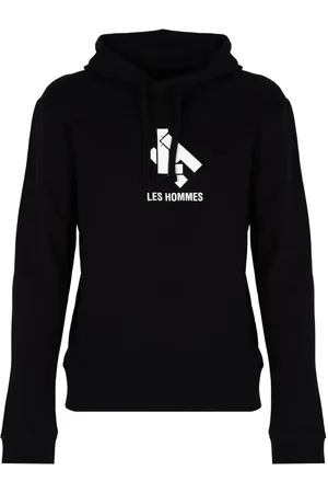 Les Hommes Bluzy, Mężczyzna, Czarny, S, Prosty Sweter z Regulowanym Kapturem
