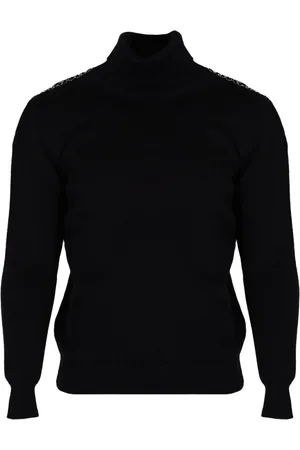 Les Hommes Swetry, Mężczyzna, Czarny, 2XL, Elegancki Sweter z Wełny