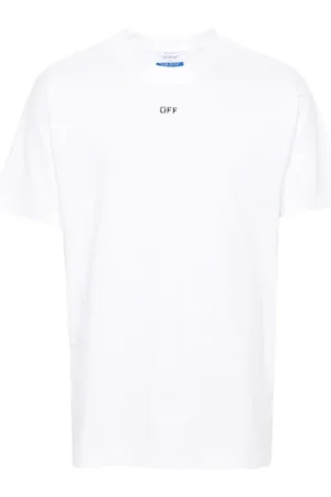 OFF-WHITE Koszulki, Mężczyzna, Biały, L, Bawełna, Stamp Slim Fit Tee