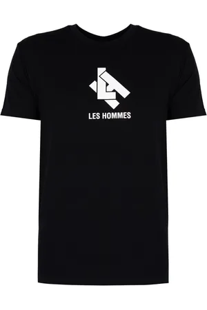 Les Hommes Koszulki, Mężczyzna, Czarny, S, Elegancki T-shirt z okrągłym dekoltem