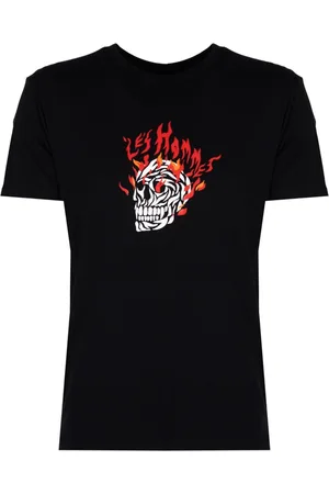 Les Hommes Koszulki, Mężczyzna, Czarny, L, Klasyczny T-shirt z okrągłym dekoltem