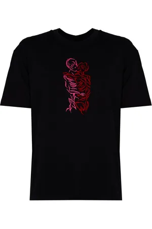 Les Hommes Koszulki, Mężczyzna, Czarny, 2XL, Elegancki T-shirt z okrągłym dekoltem