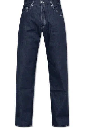 OFF-WHITE Jeansy, Mężczyzna, Niebieski, W33, Bawełna, Jeansyy z Logo