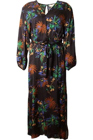 AMELIE & AMELIE Sukienki, Kobieta, Wielobarwność, 3XL, Elegancka Czarna Sukienka Kwiatowa