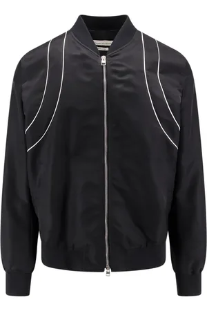 Alexander McQueen Kurtki, Mężczyzna, Czarny, L, Nylon, Kurtka nylonowa z kontrastującymi detalami