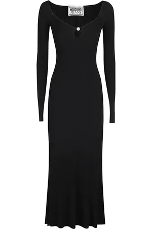 Moschino Sukienki, Kobieta, Czarny, M, Modny Top z Wiskozy Stretch
