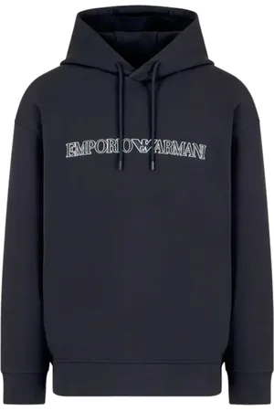 Emporio Armani Bluzy, Mężczyzna, Niebieski, S, Granatowy Bluza z Kapturem Logo