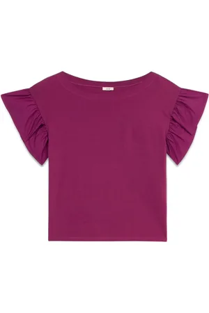 Oltre Bluzki, Kobieta, Fioletowy, L, Bawełna, T-shirt z krótkimi rękawami
