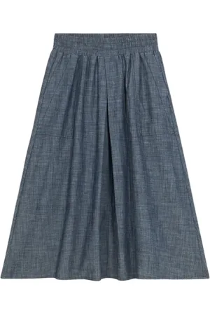 Oltre Spódnice, Kobieta, Niebieski, M, Denim, Spódnica midi z lnianym denimem