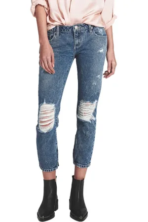 ONE TEASPOON Jeansy, Kobieta, Niebieski, W25, Jeansyy Regular Fit z Przecierkami na Kolanach