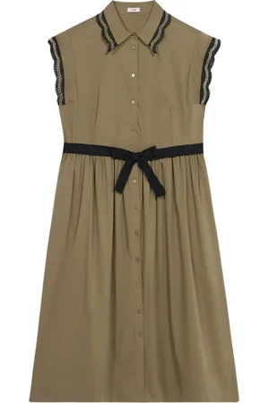 Oltre Sukienki, Kobieta, brązowy, 3XL, Bawełna, Sukienka z detalem makramowym