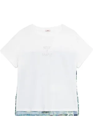Oltre Koszulki, Kobieta, Biały, L, Bawełna, Satinowe T-shirt z aplikacją liter