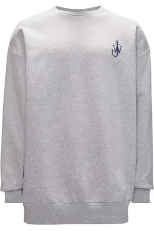 J.W.Anderson Bluzy, Mężczyzna, Szary, M, Bawełna, Bawełniany sweter z logo kotwicy