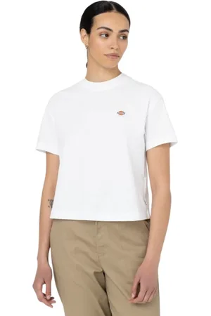 Dickies Koszulki, Kobieta, Biały, L, Luźny Bawełniany T-shirt