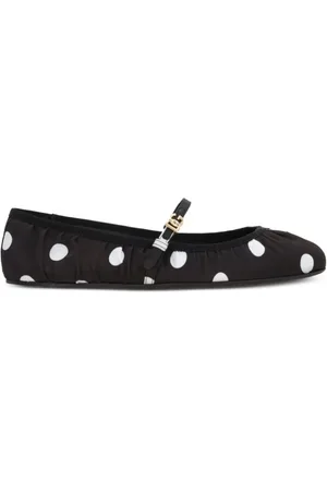Dolce & Gabbana Buty, Kobieta, Czarny, 40 EU, Kropki Skórzane Buty Płaskie