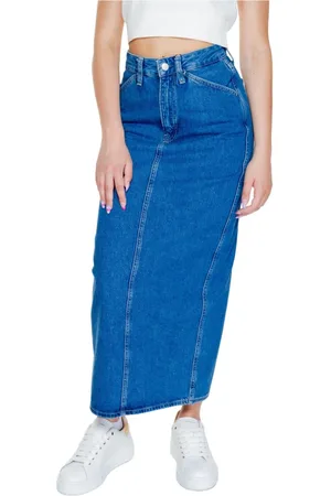 Calvin Klein Spódnice, Kobieta, Niebieski, W25, Niebieska Bawełniana Spódnica Kolekcja Jesień/Zima