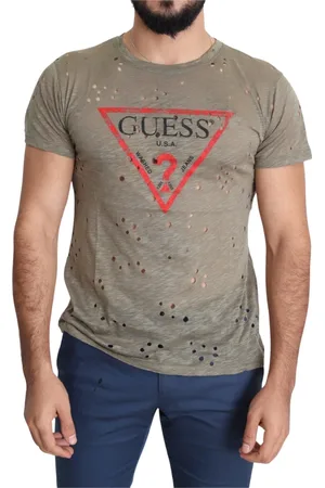Guess Koszulki, Mężczyzna, brązowy, L, Bawełna, Brązowy bawełniany T-shirt casual