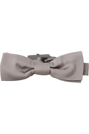 Dolce & Gabbana Akcesoria, Mężczyzna, Szary, ONE SIZE, Srebrny Jedwabny Regulowany Krawat Papillon