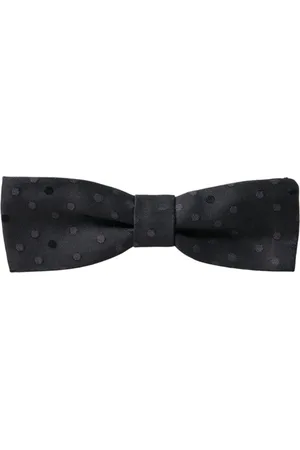 Dolce & Gabbana Akcesoria, Mężczyzna, Czarny, ONE SIZE, Elegancki Szary Mucha z Kropkami z Jedwabiu