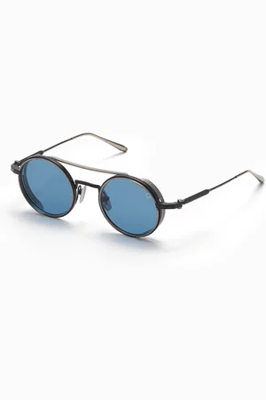 AKONI Akcesoria, Mężczyzna, Czarny, ONE SIZE, Okulary Eris Okrągłe Czarne Palladium Granatowe