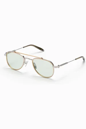 AKONI Akcesoria, Mężczyzna, Żółty, ONE SIZE, Innowacyjne Okulary Awiatorek - Srebro/Złoto/Oliwka