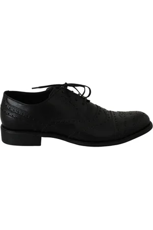 Dolce & Gabbana Buty, Mężczyzna, Czarny, 43 EU, Skóra, Eleganckie Czarne Skórzane Buty Derby Wingtip