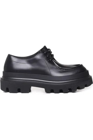 Dolce & Gabbana Buty, Mężczyzna, Czarny, 40 EU, Czarne Skórzane Buty na Sznurowadła