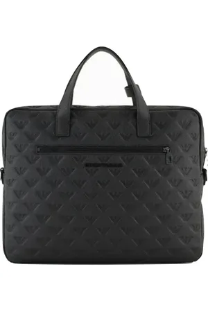 Emporio Armani Torebki, Mężczyzna, Czarny, ONE SIZE, Skóra, Skórzana torba biznesowa
