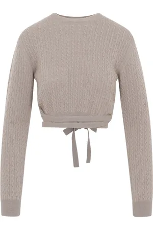 Patou Swetry, Kobieta, Beżowy, L, Kaszmir, Taupe Cable-Knit Sweater